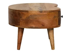 Mini mesa de centro em carvalho ondulado.