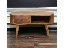 Mini mesa de centro em carvalho ondulado.