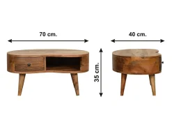 Mini mesa de centro em carvalho ondulado.