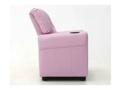 Mini poltrona reclinável ITCHI com elevação manual, material em PU na cor rosa, ideal para uma sala confortável.