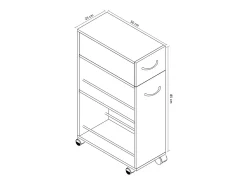 Mobiliário de cozinha servindo carrinho Tusal Livro A. 85 x L. 25 x P. 50 cm