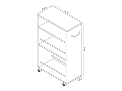 Mobiliário de cozinha servindo carrinho Tusal Branco A. 85 x L. 25 x P. 50 cm