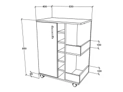 Mobiliário de cozinha servindo carrinho Esilo Branco/antracite A. 85 x L. 63 x P. 40 cm