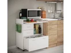 Mobiliário de cozinha servindo carrinho Kicha Branco A. 86 x L. 70 x P. 40 cm