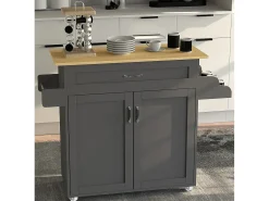 Mobiliário de cozinha servindo carrinho Pastano Antracite/carvalho mel A. 89 x L. 114 x P. 39 cm