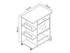 Mobiliário de cozinha servindo carrinho Pocis Sonoma Oak A. 80 x L. 65 x P. 39 cm