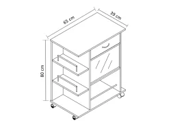 Mobiliário de cozinha servindo carrinho Pocis Sonoma Oak A. 80 x L. 65 x P. 39 cm