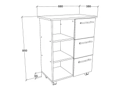 Mobiliário de cozinha servindo carrinho Esilo Branco/antracite A. 85 x L. 68 x P. 38 cm