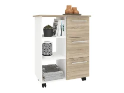 Mobiliário de cozinha servindo carrinho Esilo Branco/carvalho Sonoma A. 85 x L. 68 x P. 38 cm