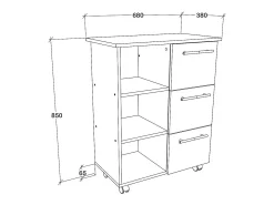 Mobiliário de cozinha servindo carrinho Esilo Branco/carvalho Sonoma A. 85 x L. 68 x P. 38 cm