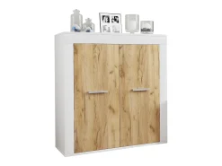 Mobiliário de TV VCM | 4 pcs. Parede viva com espaço de armazenamento suficiente | Armário de TV | Parede montada – Usilo L (Branco / Carvalho de mel)