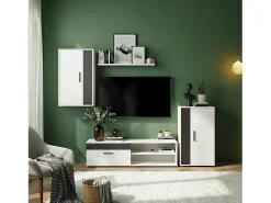 Mobiliário modular para sala de estar Lunet em branco artik preto 190 cm