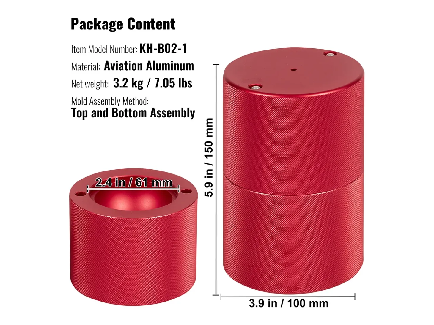 Máquina de Chopp SucceBuy 60 mm, Pressa de Chopp Esferas em Alumínio Redondo para Whisky, Vermelho