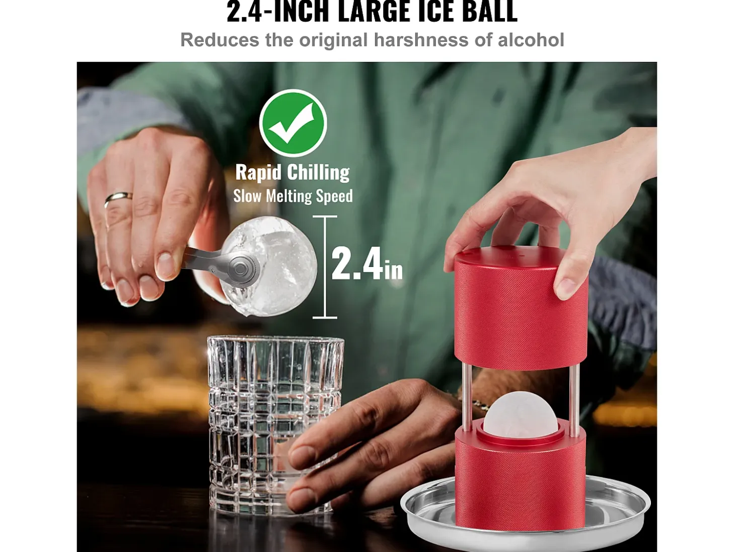 Máquina de Chopp SucceBuy 60 mm, Pressa de Chopp Esferas em Alumínio Redondo para Whisky, Vermelho