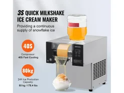Máquina de Gelo Comercial SucceBuy em Flocos de Neve, 80 kg/24 H em Aço Inoxidável