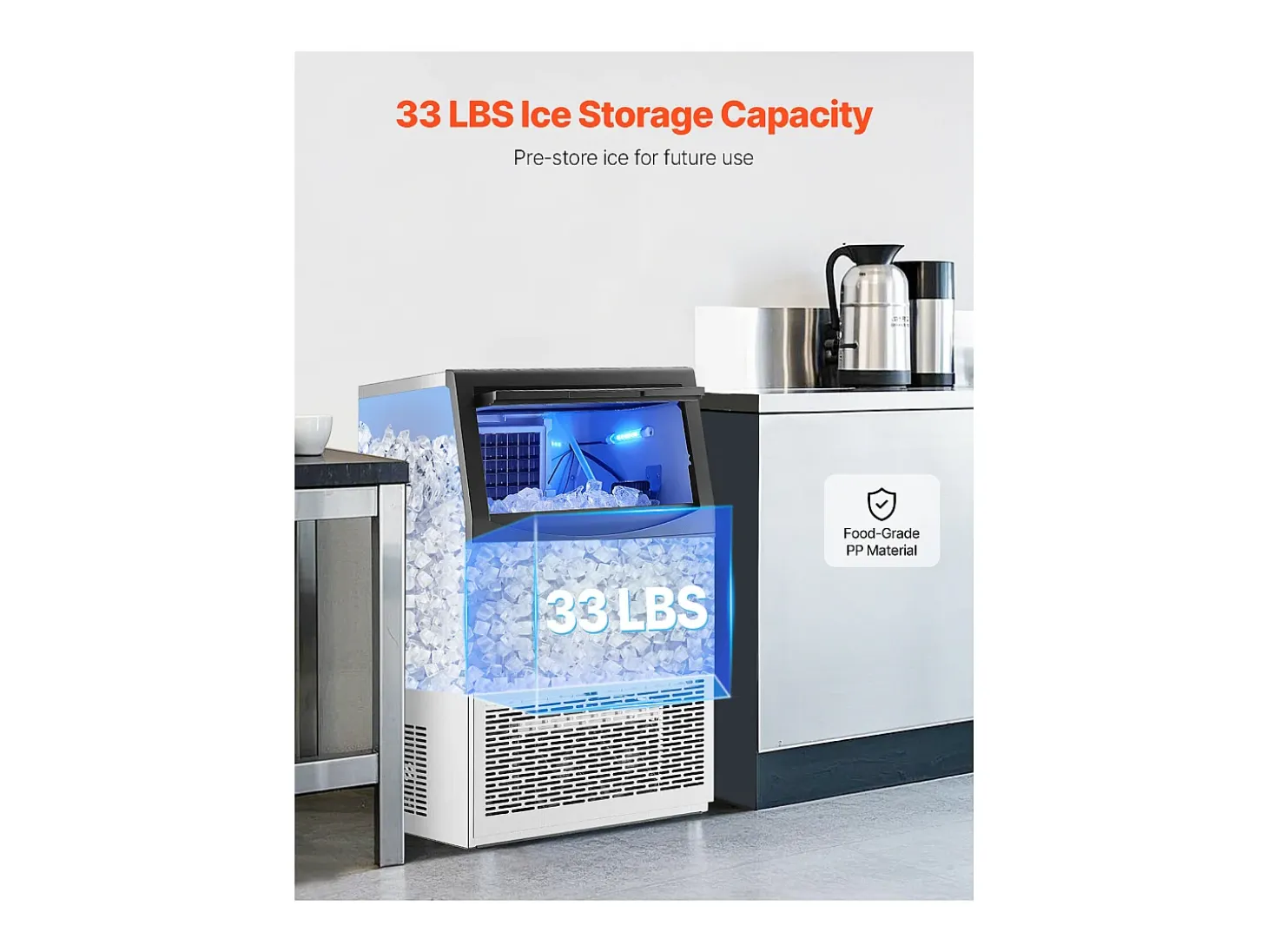 Máquina de Gelo SucceBuy Máquina de Gelo Comercial com Display LED, 40,82 kg/dia para Gastronomia