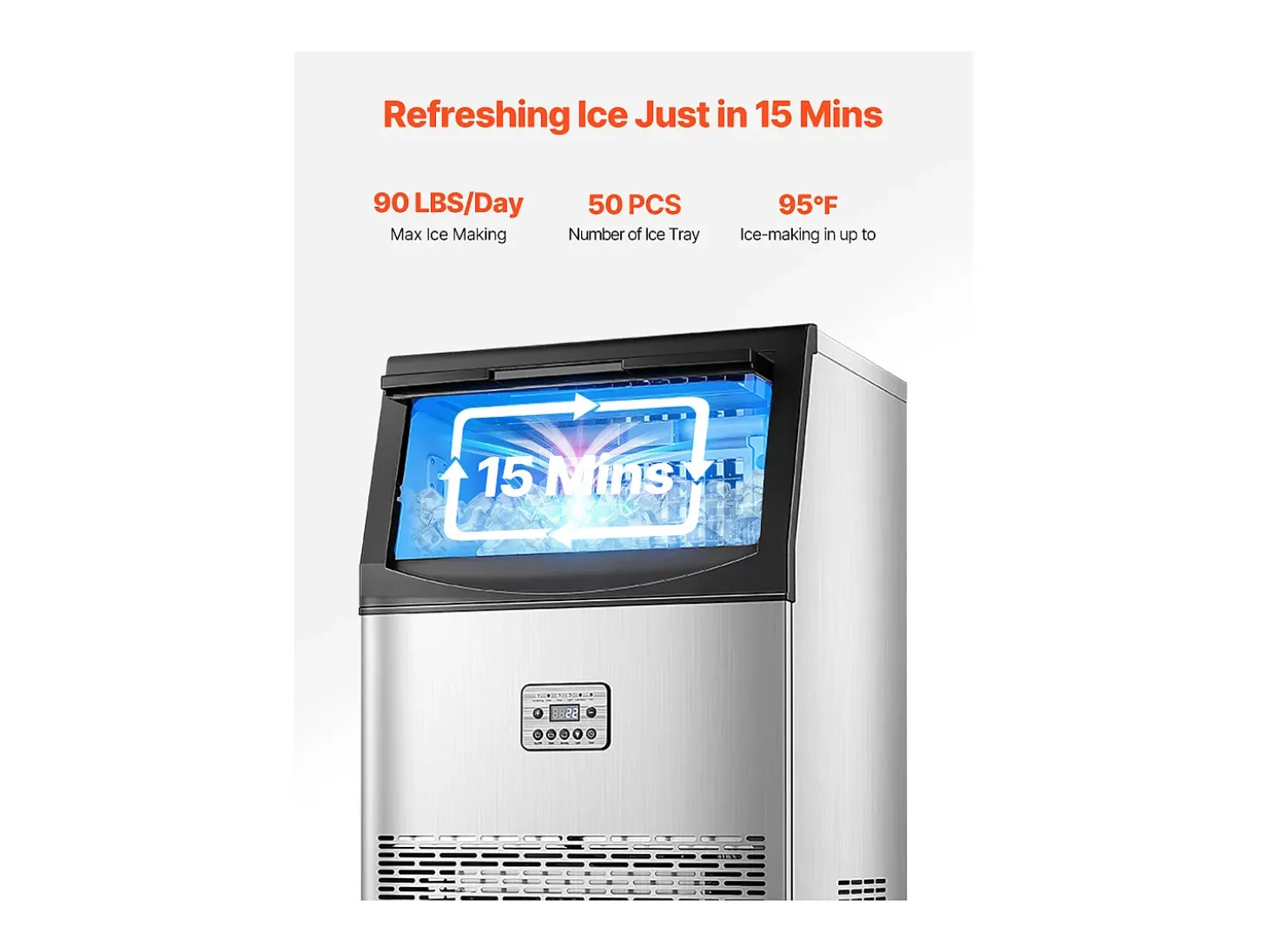 Máquina de Gelo SucceBuy Máquina de Gelo Comercial com Display LED, 40,82 kg/dia para Gastronomia