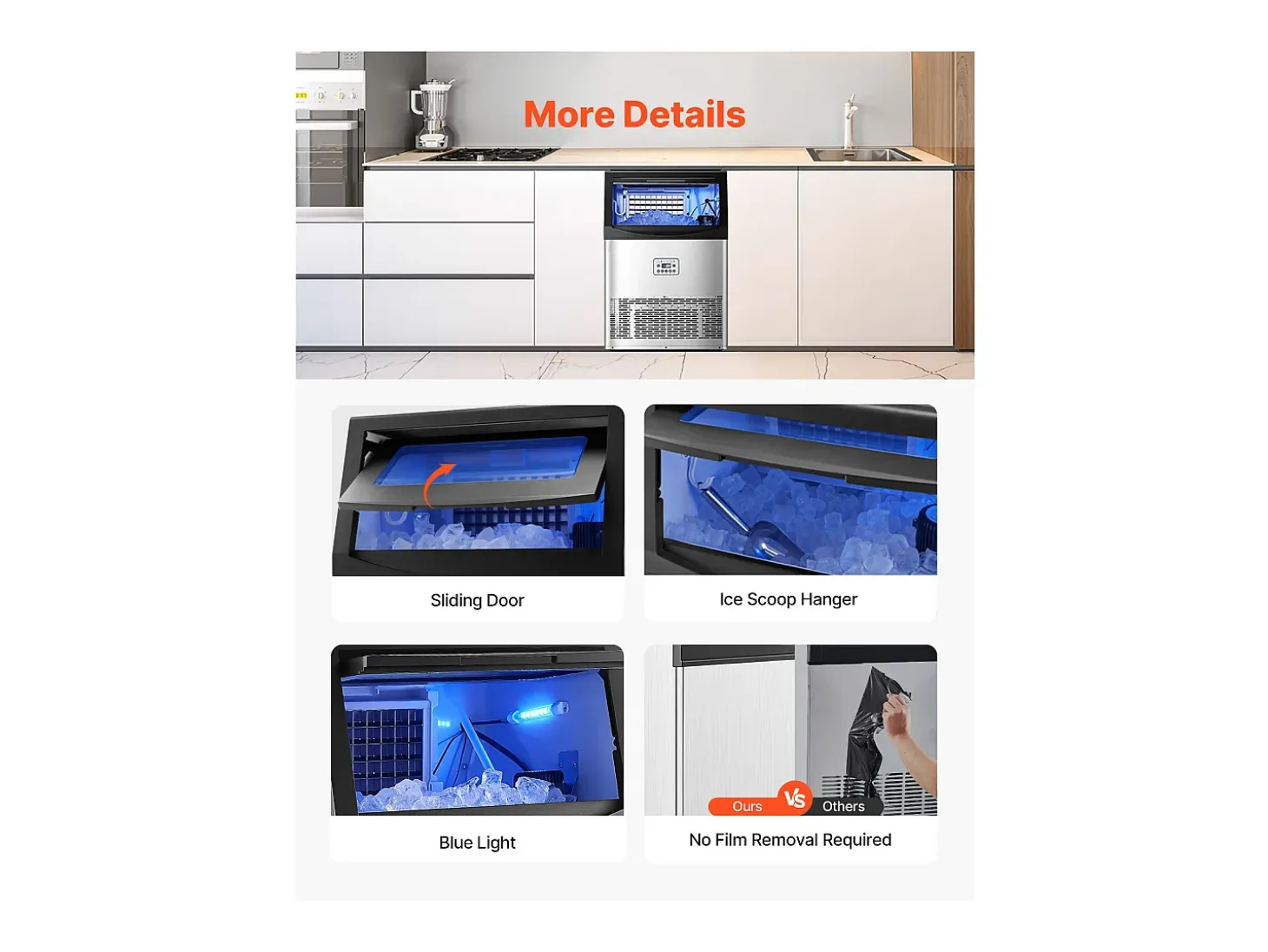 Máquina de Gelo SucceBuy Máquina de Gelo Comercial com Display LED, 40,82 kg/dia para Gastronomia