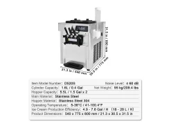 Máquina de Sorvete SucceBuy, Aparelho de Gelo Italiano 3 Sabores 18-28 L/h, para Qualquer Aventura de Campismo