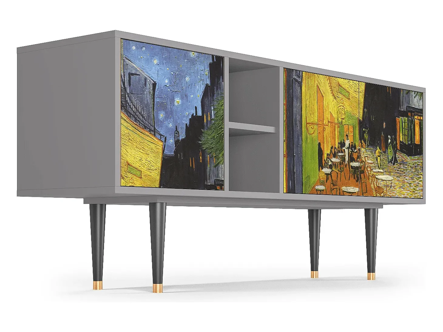Mueble de TV - 150х69х41 cm - T5 - Café Terrace at Night, Cinza