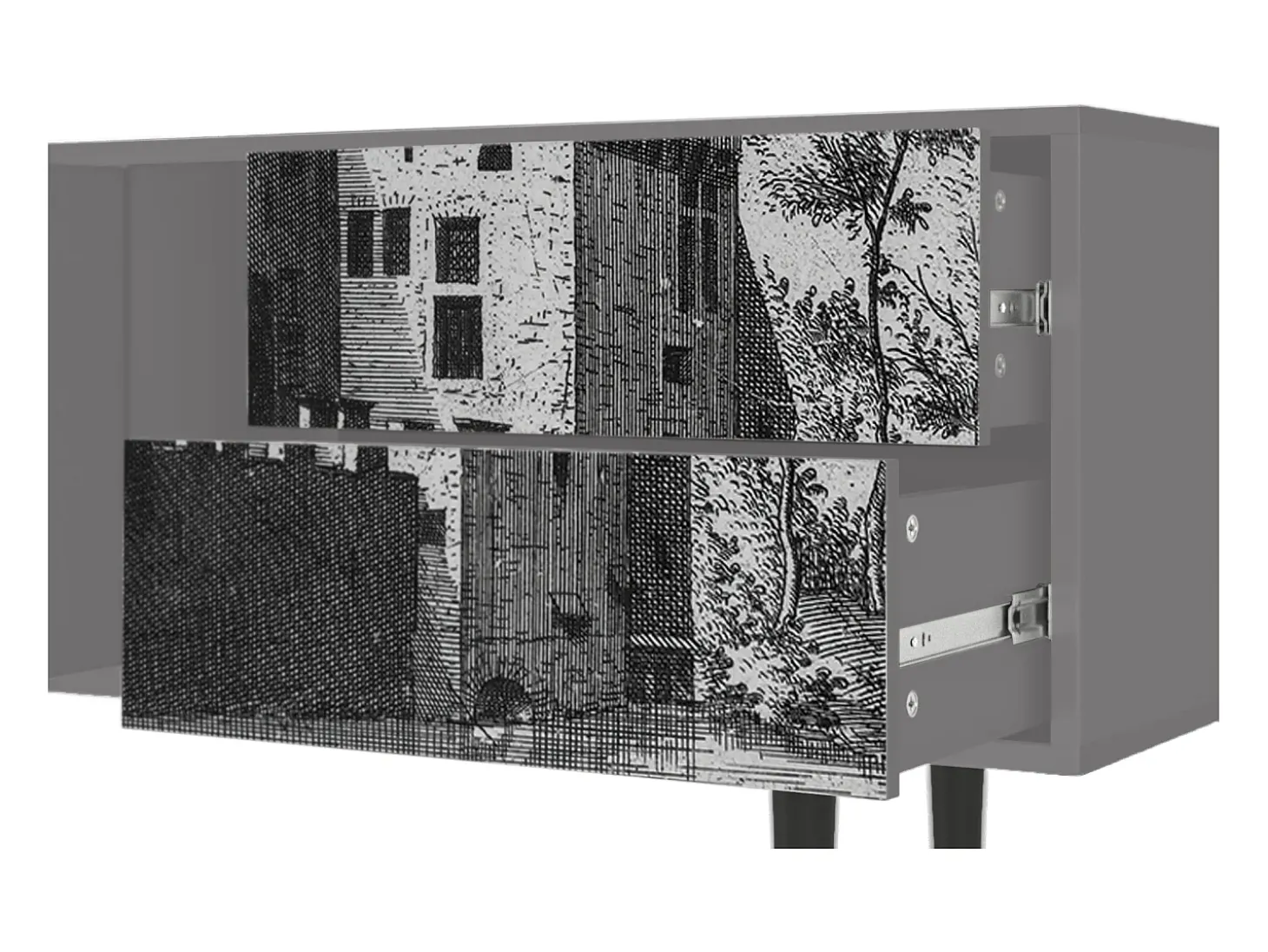 Mueble de TV - 170х69х48 cm - T1 - Castle with Bridge, Cinza