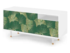 Mueble de TV - 125х56х41 cm - T7 - Gold Ginkgo, Branco