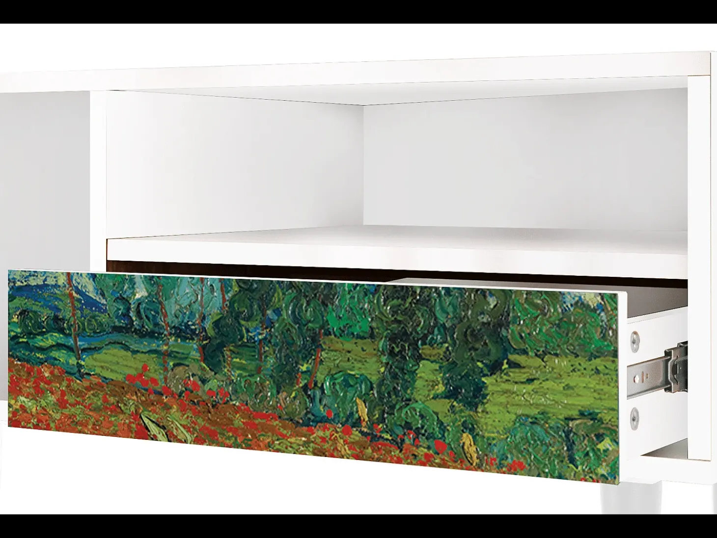 Mueble de TV - 115х59х48 cm - T3 - Poppy field by van Gogh, Branco