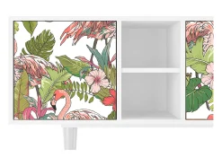 Mueble de TV - 150х69х41 cm - T5 - Sweet Flamingo, Branco