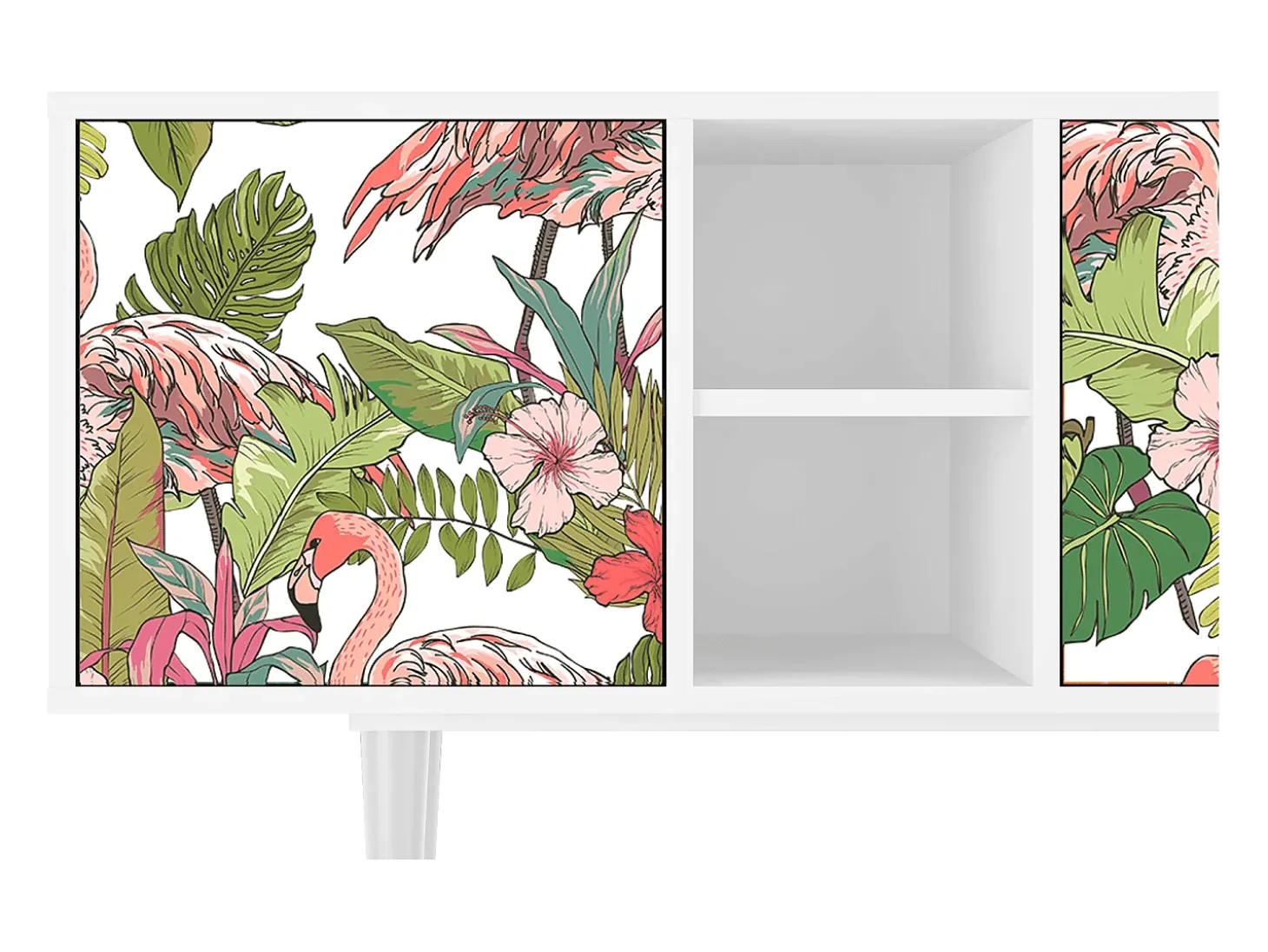 Mueble de TV - 150х69х41 cm - T5 - Sweet Flamingo, Branco