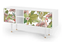 Mueble de TV - 150х69х41 cm - T5 - Sweet Flamingo, Branco
