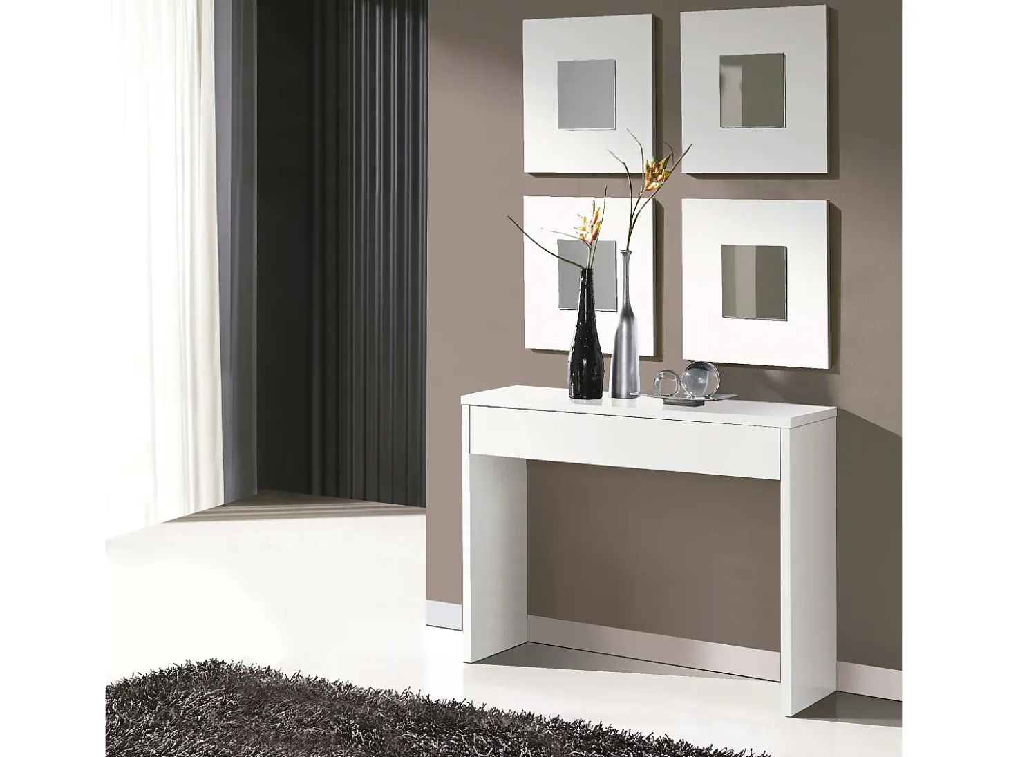 Móveis de corredor brancos modernos Lupe 101x76x30 cm