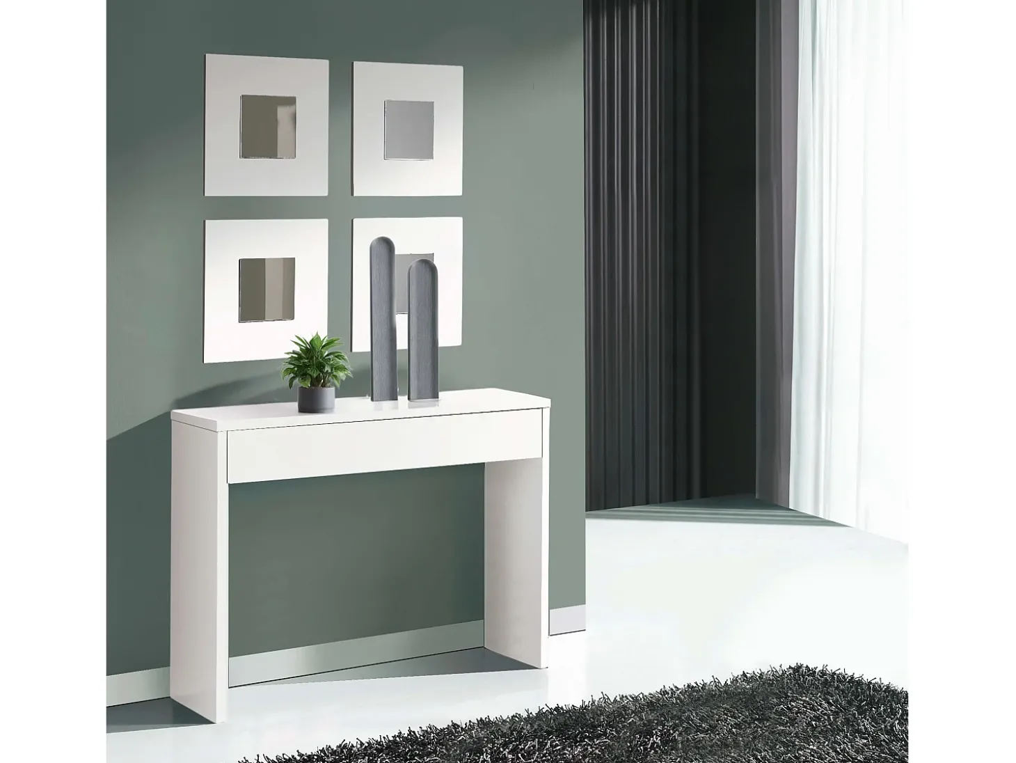 Móveis de corredor brancos modernos Lupe 101x76x30 cm