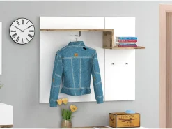 Móveis de entrada Yuri, entrada multifuncional moderna, armário multiuso para hall de entrada, 100% Fabricado na Itália, 120x40h54 cm, branco brilhante e bordo