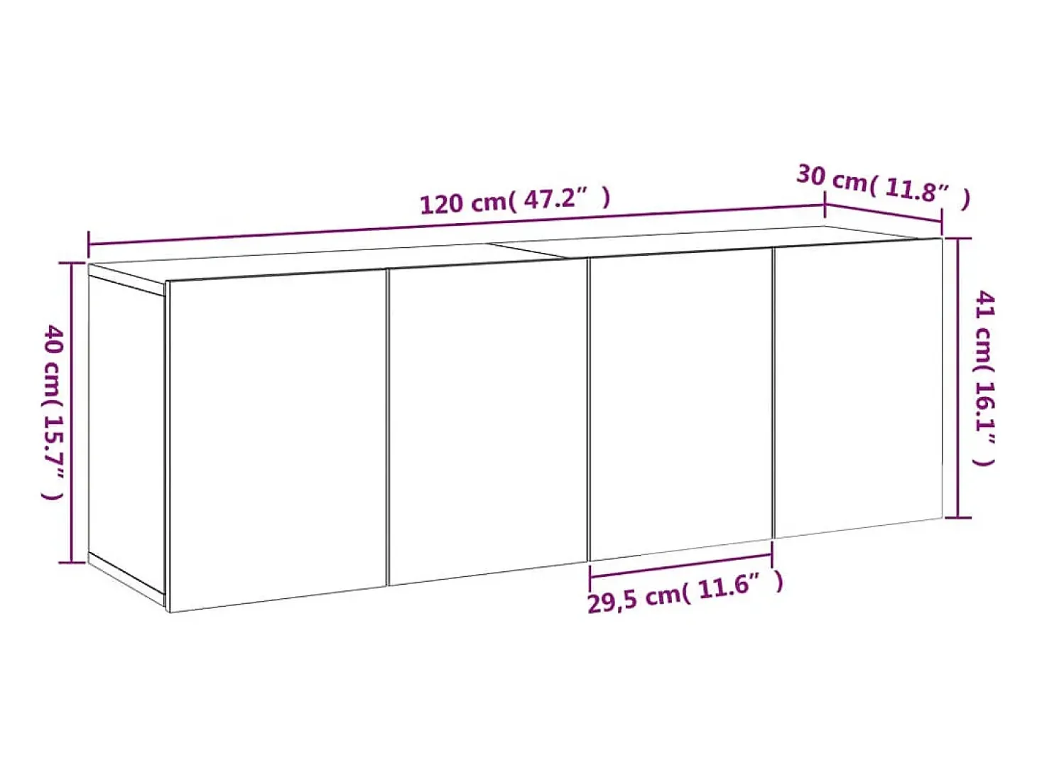Móveis de parede para TV 2 pcs 60x30x41 cm cinzento cimento
