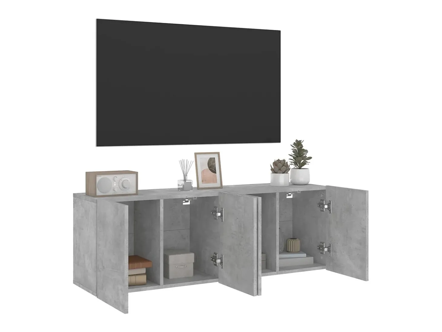Móveis de parede para TV 2 pcs 60x30x41 cm cinzento cimento