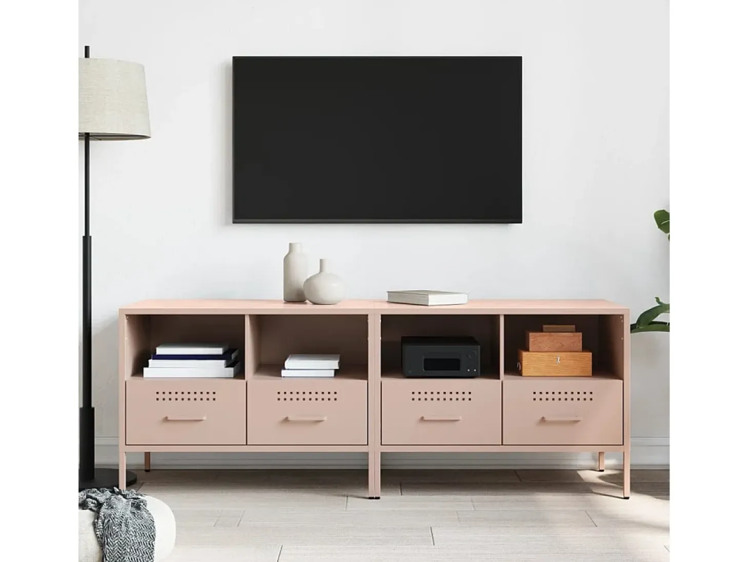 Móveis de TV 2 pcs 68x39x50,5 cm aço rosa PT456797