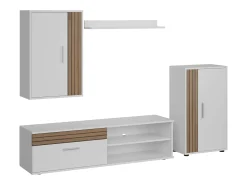 Móveis de TV para sala de estar e sala de jantar em estilo nórdico Kolm em carvalho e branco
