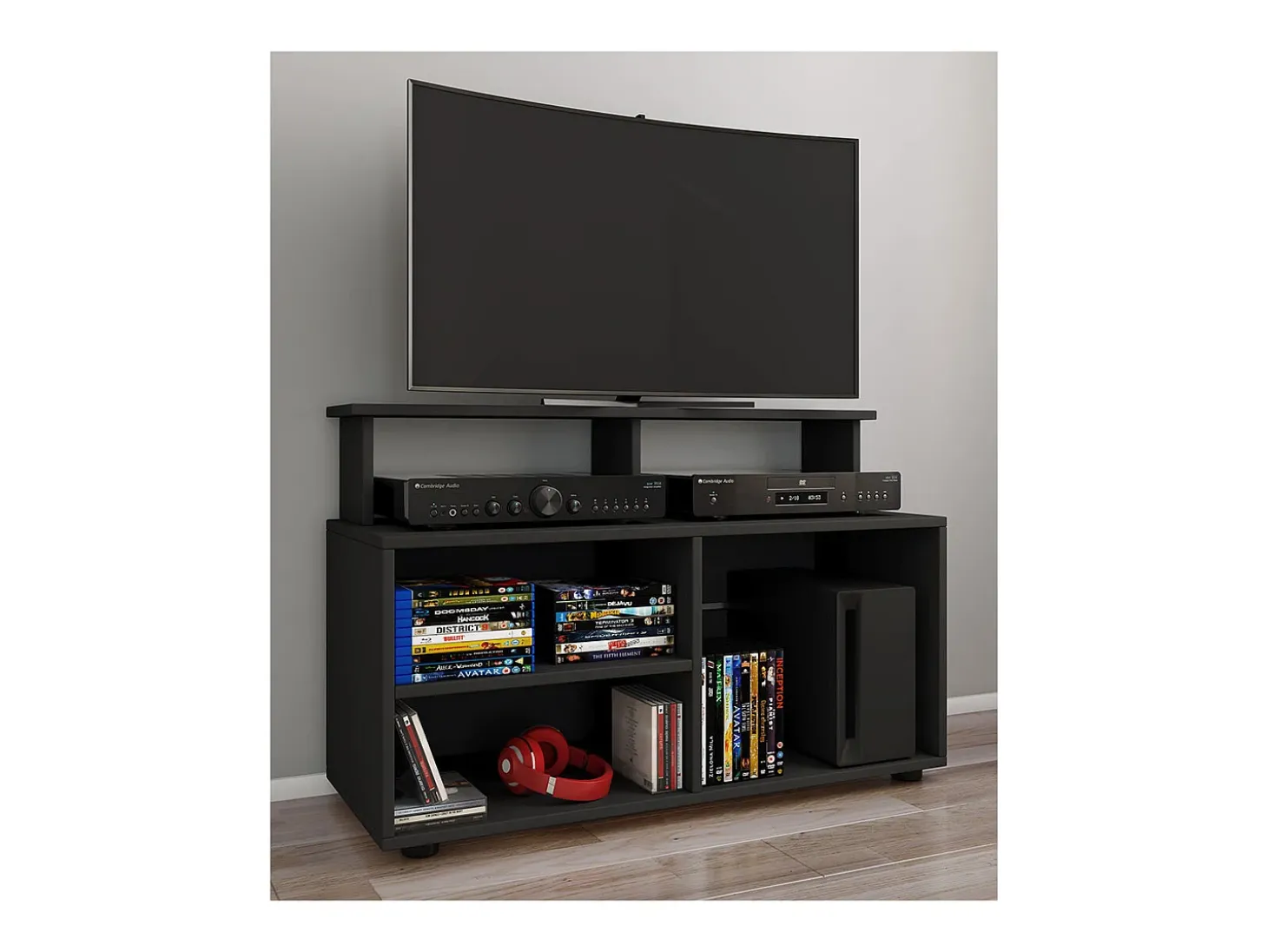 Móveis de TV VCM | Lowboard | Prateleira de TV com espaço de armazenamento suficiente | Dimensões A. 59 x L. 90 x P. 36 cm | Fernseh Furniture - Balansia (Black)