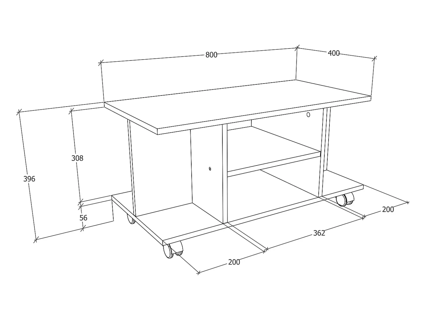 Móveis de TV VCM | Lowboard | Prateleira de TV com rodízios | Dimensões A. 40 x L. 80 x P. 40 cm | Fernseh Mobiliário - Findalo (Branco)