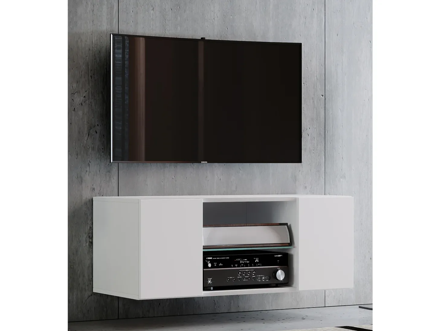 Móveis de TV VCM | Placa de parede | Pendura Lowboard | Dimensões A. 40 x L. 95 x P. 36 cm | Armário de parede - Jusa (Branco)