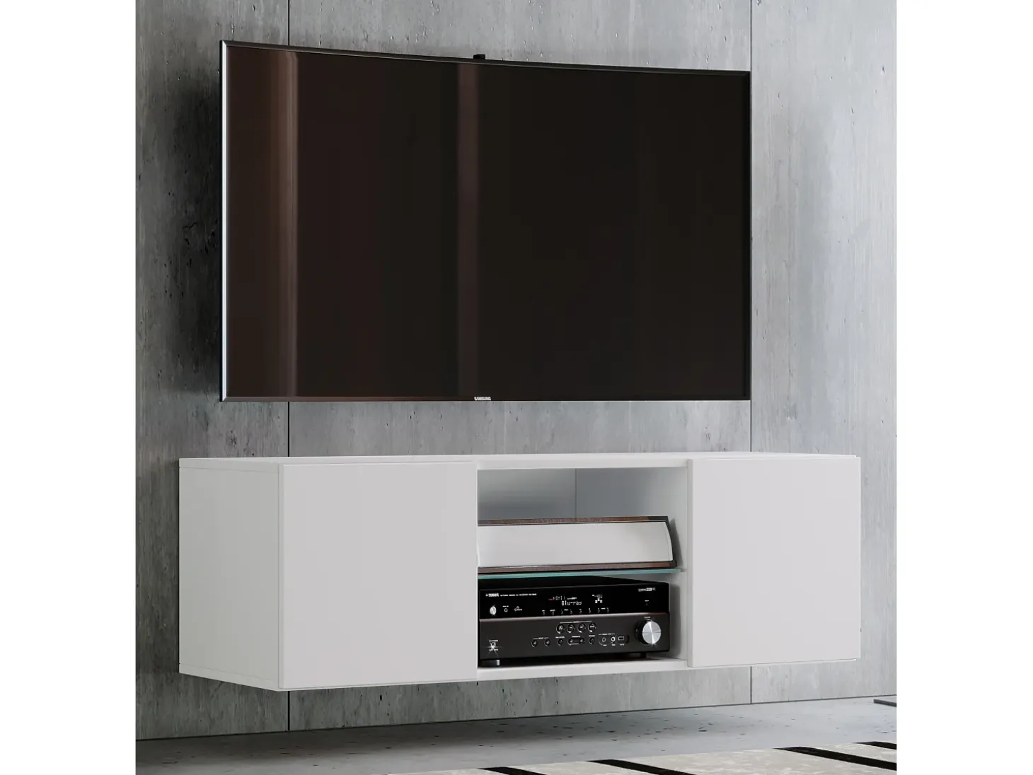 Móveis de TV VCM | Placa de parede | Pendura Lowboard | Dimensões A. 40 x L. 95 x P. 36 cm | Armário de parede - Jusa (Branco)