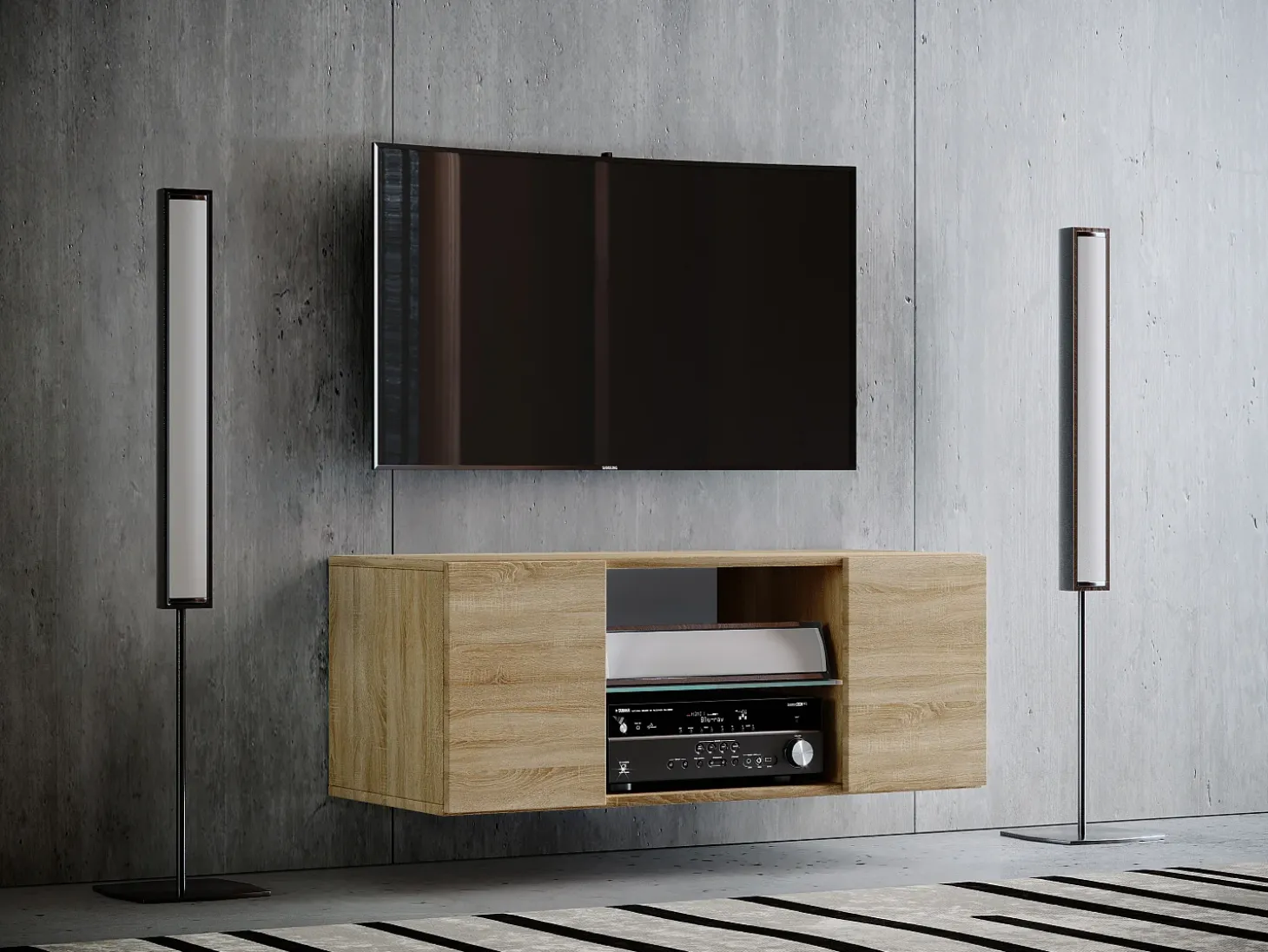 Móveis de TV VCM | Placa de parede | Pendura Lowboard | Dimensões A. 40 x L. 95 x P. 36 cm | Armário de parede - Jusa (carvalho Sonoma)