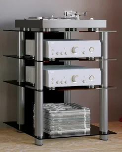 Móveis Hifi Bilus Vidro preto A. 70 x L. 59 x P. 48 cm