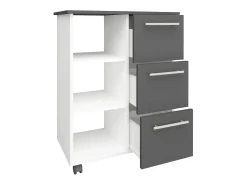 Móvel auxiliar haaus Loma, 3 gavetas, 3 prateleiras, Antracite/Branco, 64 x 35 x 85 cm
