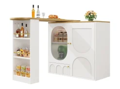 Móvel bar giratório - 138 x 73 x 105 cm - 3 portas + divisórias removíveis - MDF + Metal - branco
