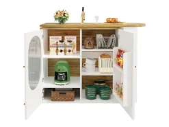 Móvel bar giratório - 138 x 73 x 105 cm - 3 portas + divisórias removíveis - MDF + Metal - branco