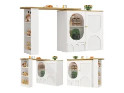 Móvel bar giratório - 138 x 73 x 105 cm - 3 portas + divisórias removíveis - MDF + Metal - branco