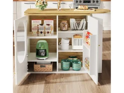 Móvel bar giratório - 138 x 73 x 105 cm - 3 portas + divisórias removíveis - MDF + Metal - branco