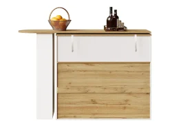 Móvel bar giratório com 1 porta de vidro, 1 nicho e 2 gavetas, corpo branco, prateleiras incluídas - 204x39x104cm