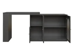 Móvel bar giratório com 3 portas, incluindo 2 portas de vidro, prateleiras abertas incluídas, corpo preto - 120x40x103cm